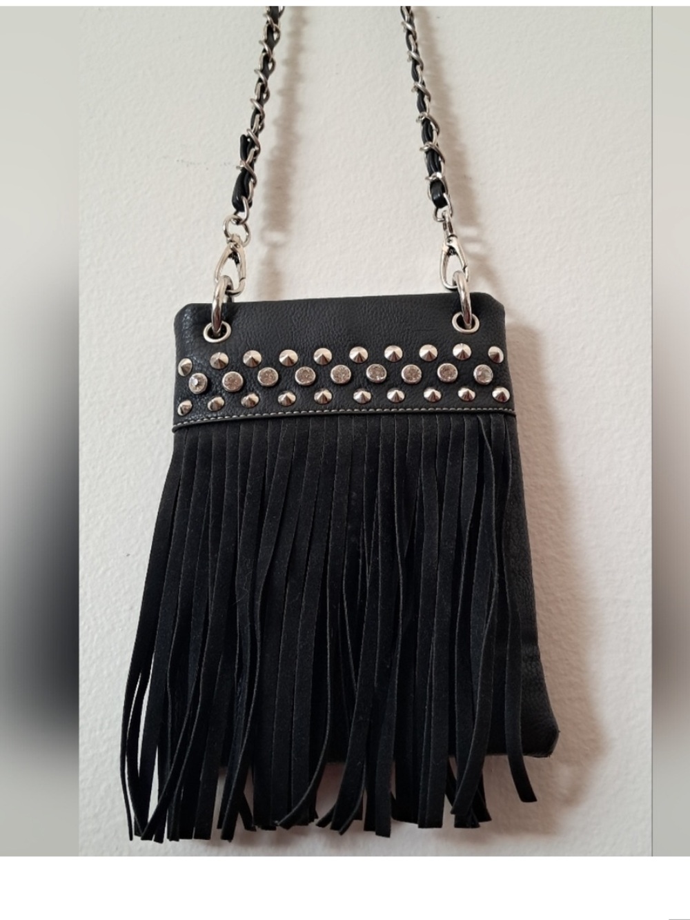 Blazin Roxx Fringe Front Rhinestones Crossbody Black